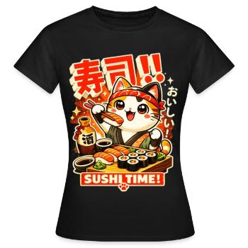 Kawaii Sushi Katze - Frauen T-Shirt - Schwarz - Vorne - AI Model Female 172 dark (172cm)