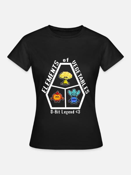Elements of Vegetables, 8-Bit Legend, Pixel Gemüse - Frauen T-Shirt - Schwarz