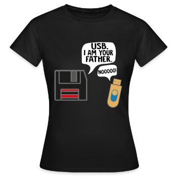 Les programmeurs Nerd USB Je suis ton père - T-shirt Femme - noir - Devant - AI Model Female 172 dark (172cm)