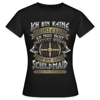 Schildmaid Keine Prinzessin Wikinger Geschenk - Frauen T-Shirt - Schwarz - Vorne - AI Model Female 172 dark (172cm)