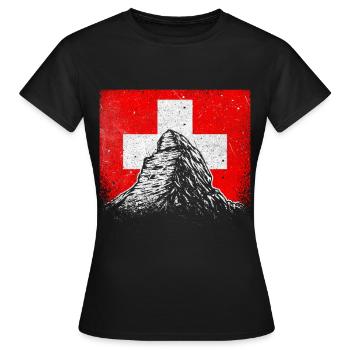 Switzerland Matterhorn Zermatt Swiss Cross Gift - Women's T-Shirt - black - Front - AI Model Female 172 dark (172cm)