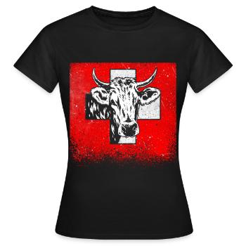 Switzerland Cow Farmer Animal Swiss Cross Gift - Women's T-Shirt - black - Front - AI Model Female 172 dark (172cm)
