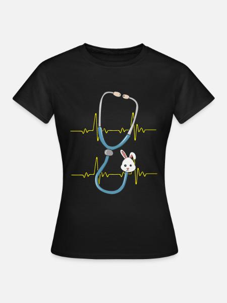 Enfermera Doctora Doctora MFA Estetoscopio de Pascua - Camiseta mujer - negro