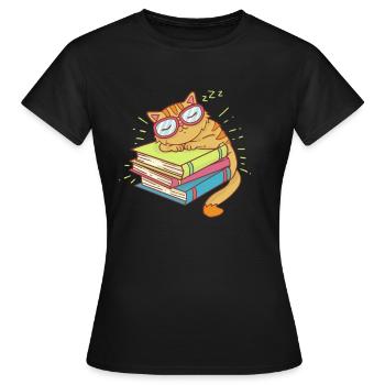 Livres de lecture bookworm chat chaton - T-shirt Femme - noir - Devant - AI Model Female 172 dark (172cm)
