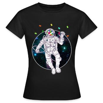 Autist Autisten Autismus Asperger Astronaut - Frauen T-Shirt - Schwarz - Vorne - AI Model Female 172 dark (172cm)