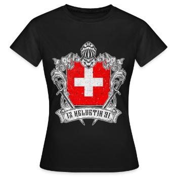 Switzerland Helvetia Patriot Swiss Cross Knight - Women's T-Shirt - black - Front - AI Model Female 172 dark (172cm)