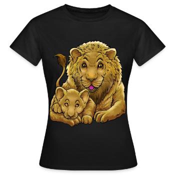 Löwe Vater Sohn Tochter Dschungel Baby Kind Zoo - Frauen T-Shirt - Schwarz - Vorne - AI Model Female 172 dark (172cm)