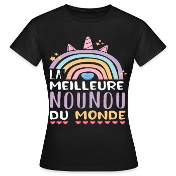 Meilleure nounou du monde humour nourrice cadeau - T-shirt Femme - noir - Devant - AI Model Female 172 dark (172cm)