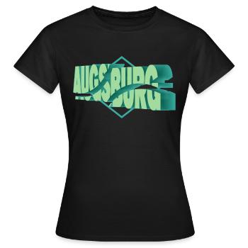 Augsburg Allemagne Ville 3D Font Skyline - T-shirt Femme - noir - Devant - AI Model Female 172 dark (172cm)