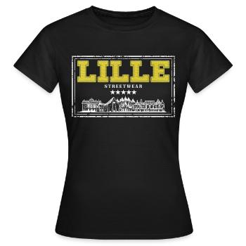 Lille France City Skyline Accueil Amour - T-shirt Femme - noir - Devant - AI Model Female 172 dark (172cm)