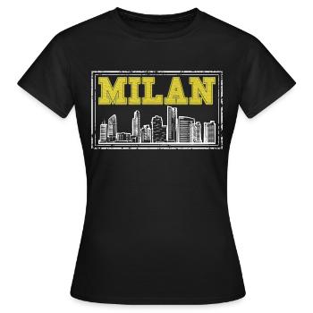 Milan Milan Italy City Skyline Home Love - Women's T-Shirt - black - Front - AI Model Female 172 dark (172cm)