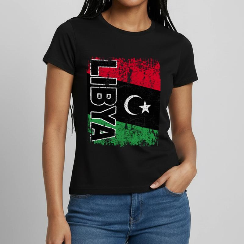 Drapeau de la Libye drapeau libyen Libye Libye retro T-shirt Femme