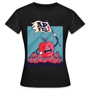 Apfel Revolution Aufstand der Äpfel Obst Geschenk - Frauen T-Shirt - Schwarz - Vorne - AI Model Female 172 dark (172cm)