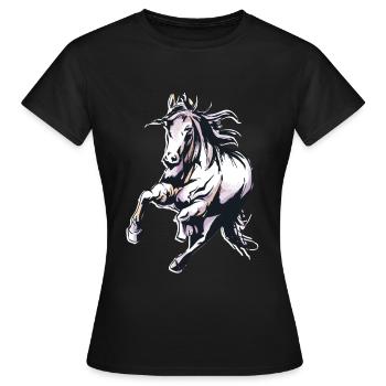 Wasserfarben Pferd Grafik Pferde Reiten Liebe - Frauen T-Shirt - Schwarz - Vorne - AI Model Female 172 dark (172cm)