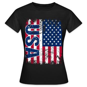 USA America United States - T-shirt Femme - noir - Devant - AI Model Female 172 dark (172cm)