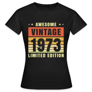 1973 - Né en 1973 - T-shirt Femme - noir - Devant - AI Model Female 172 dark (172cm)