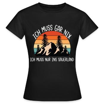 Sauerland Nordrhein-Westfalen - Frauen T-Shirt - Schwarz - Vorne - AI Model Female 172 dark (172cm)