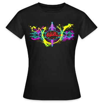 L.Gor Dolch Farbklecks - Frauen T-Shirt - Schwarz - Vorne - AI Model Female 172 dark (172cm)