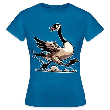 Sjov canadisk gås meme - Dame-T-shirt - antik safir blå meleret - Foran - AI Model Female 172 dark (172cm)