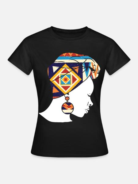 African Woman Kente Art - Women's T-Shirt - black