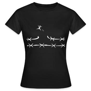 Stacheldraht - Ich entblöße mich - Frauen T-Shirt - Schwarz - Vorne - AI Model Female 172 dark (172cm)