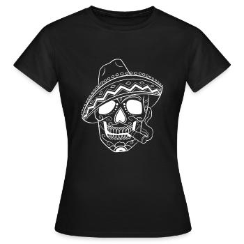 Crâne Jour des Morts Mexique - T-shirt Femme - noir - Devant - AI Model Female 172 dark (172cm)