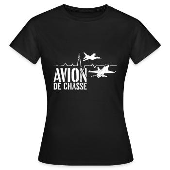 Avion de chasse électrocardiogramme - T-shirt Femme - noir - Devant - AI Model Female 172 dark (172cm)