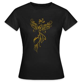 Phoenix legendärer Feuervogel "minimalistische Linie" - Frauen T-Shirt - Schwarz - Vorne - AI Model Female 172 dark (172cm)