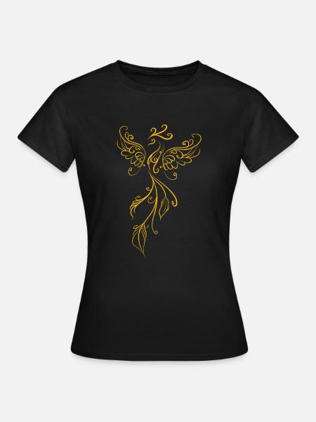Phénix oiseau de feu légendaire "minimalist line" - T-shirt Femme - noir