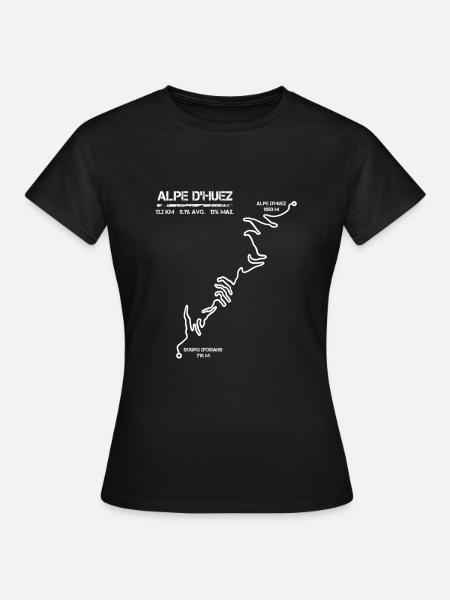 Alpe D'huez cycliste carte - Dame-T-shirt - sort