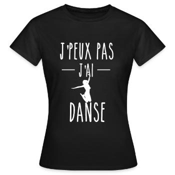 J PEUX PAS J'AI DANSE - HUMOR TEE SHIRT - Frauen T-Shirt - Schwarz - Vorne - AI Model Female 172 dark (172cm)