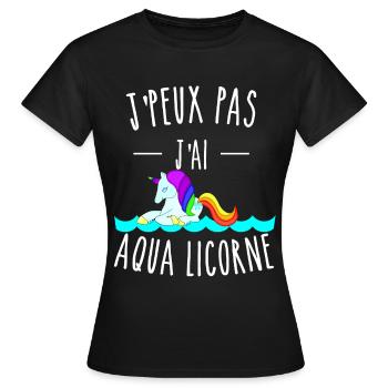 je peux pas j'ai aqua licorne - T-shirt Femme - noir - Devant - AI Model Female 172 dark (172cm)