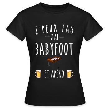 j'peux pas j'ai babyfoot et apéro - T-shirt Femme - noir - Devant - AI Model Female 172 dark (172cm)