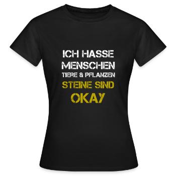 Ich hasse Menschen Tiere und Pflanzen - Frauen T-Shirt - Schwarz - Vorne - AI Model Female 172 dark (172cm)