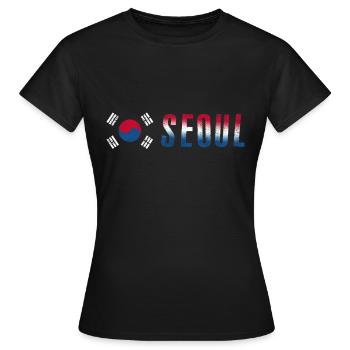 Séoul | Corée - T-shirt Femme - noir - Devant - AI Model Female 172 dark (172cm)