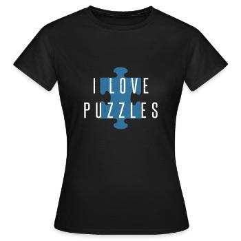 J'adore Puzzle Master Gift Puzzles Puzzler - T-shirt Femme - noir - Devant - AI Model Female 172 dark (172cm)