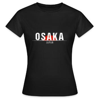 Osaka Japan Japanische Rote Flagge Osaka Stadt - Frauen T-Shirt - Schwarz - Vorne - AI Model Female 172 dark (172cm)