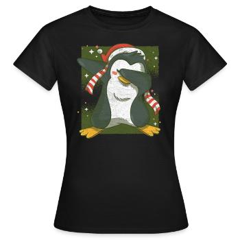 Christmas Christmassy Penguin Dabbing Gift - Women's T-Shirt - black - Front - AI Model Female 172 dark (172cm)