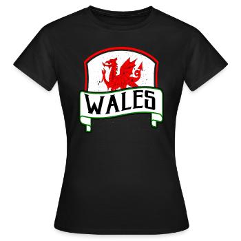 Wales - Women's T-Shirt - black - Front - AI Model Female 172 dark (172cm)
