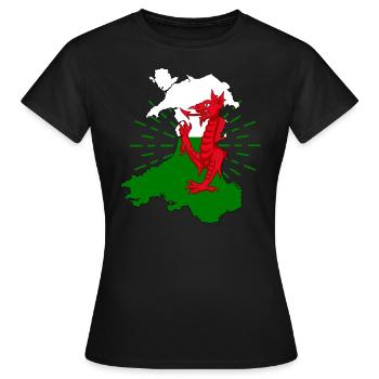 Wales Flag Celts Cardiff Nation Dragon - Women's T-Shirt - black - Front - AI Model Female 172 dark (172cm)
