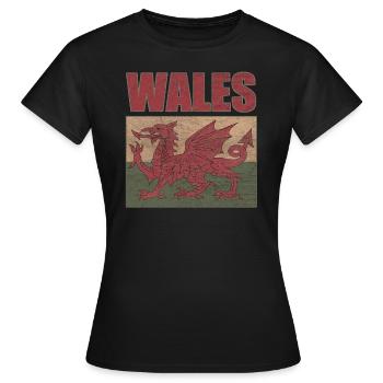 Wales - Women's T-Shirt - black - Front - AI Model Female 172 dark (172cm)