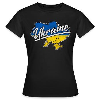 Ukraine Flagge Kiew Nationalitaet Herkunft Nation - Frauen T-Shirt - Schwarz - Vorne - AI Model Female 172 dark (172cm)