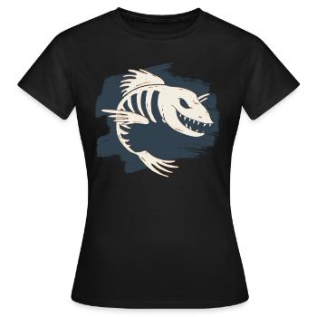 Fish Skeleton Monster Halloween scary horror - Women's T-Shirt - black - Front - AI Model Female 172 dark (172cm)