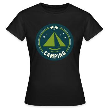 Zelt Zelten Camping Camper - Frauen T-Shirt - Schwarz - Vorne - AI Model Female 172 dark (172cm)