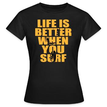Surfer Surfen Surf - Frauen T-Shirt - Schwarz - Vorne - AI Model Female 172 dark (172cm)