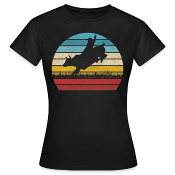 Rodeo Wild West Vache Cowboy Rétro Ouest - T-shirt Femme - noir - Devant - AI Model Female 172 dark (172cm)