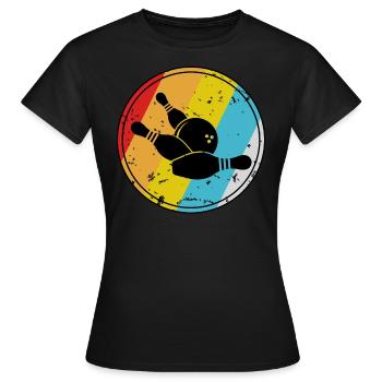 Retro Bowling Bowlingkugel - Frauen T-Shirt - Schwarz - Vorne - AI Model Female 172 dark (172cm)