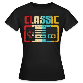 Gamer Retrogaming Gaming - Frauen T-Shirt - Schwarz - Vorne - AI Model Female 172 dark (172cm)