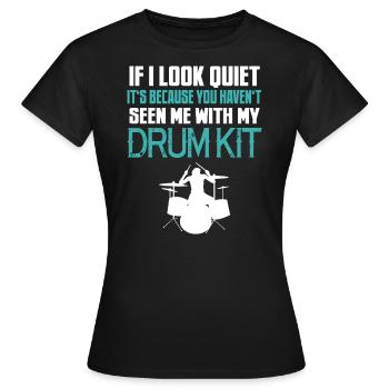Drum Drumsticks Drummer Drum Bass - T-shirt Femme - noir - Devant - AI Model Female 172 dark (172cm)