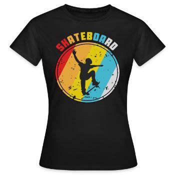 Retro Skater Vintage Skateboard Skate Sk8 - Frauen T-Shirt - Schwarz - Vorne - AI Model Female 172 dark (172cm)